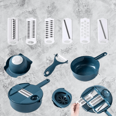 Hachoir Manuel - CutShredGrater™ - Bleu - Empire de la cuisine